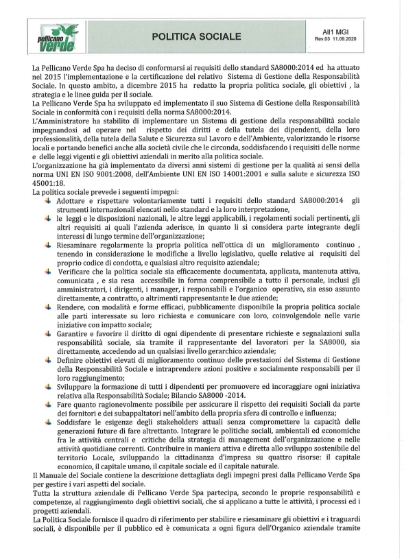 Politiche Sociali di Pellicano Verde